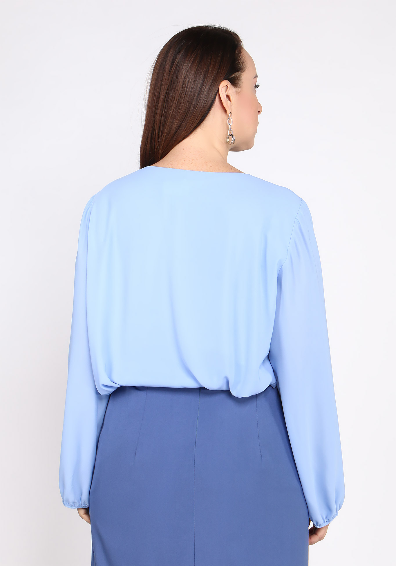 Блуза шифоновая с длинным рукавом Bianka Modeno, размер 64, цвет пудровый - фото 4