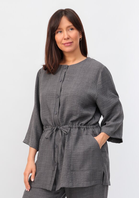 Кардиган на пуговицах с кулиской по талии шир.  580, рис. 49