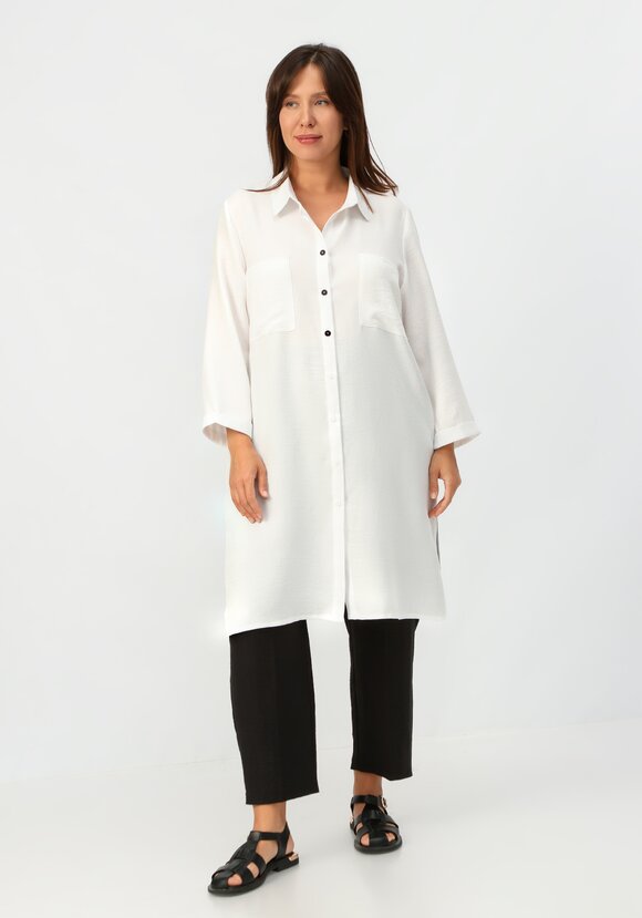 Туника с контрастными пуговицами на поясе шир.  580, рис. 8