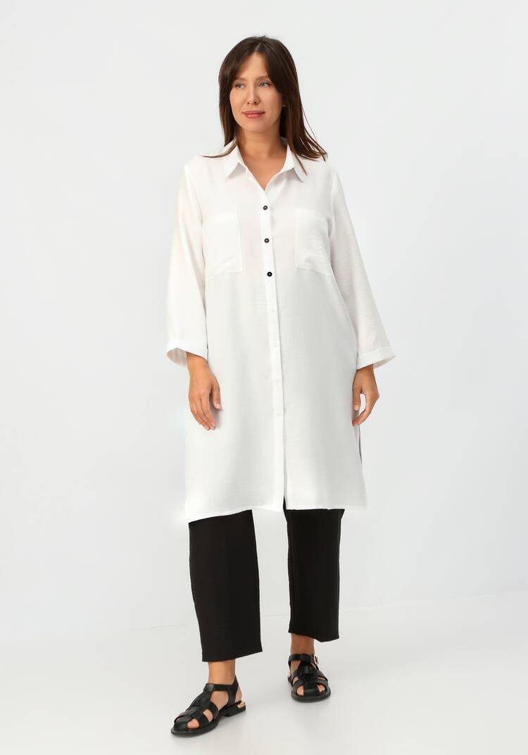 Туника с контрастными пуговицами на поясе шир.  750, рис. 8