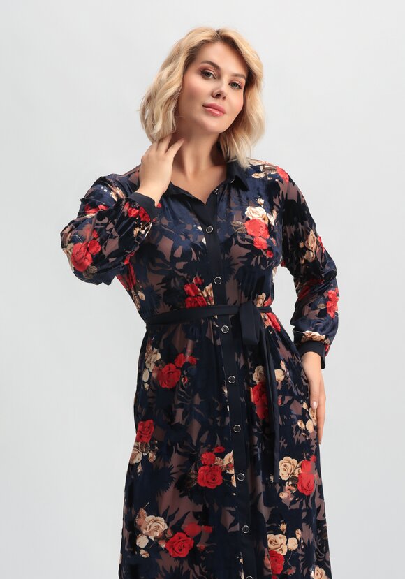 Платье-рубашка с цветочным рисунком шир.  580, рис. 12