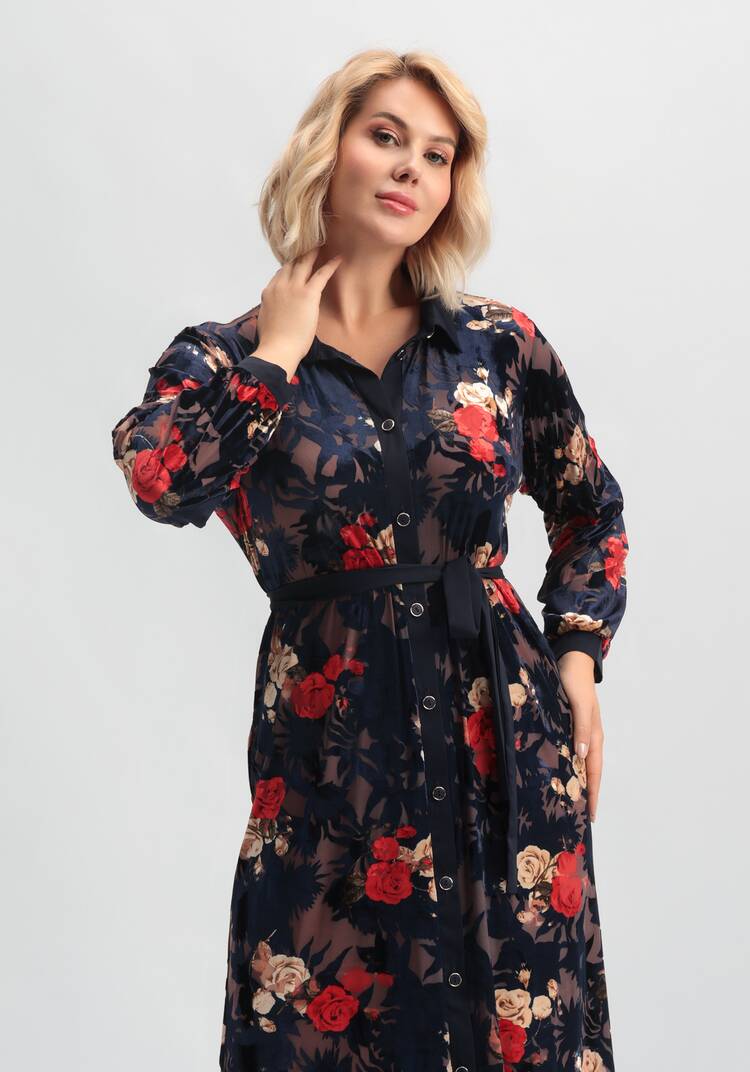 Платье-рубашка с цветочным рисунком шир.  750, рис. 12