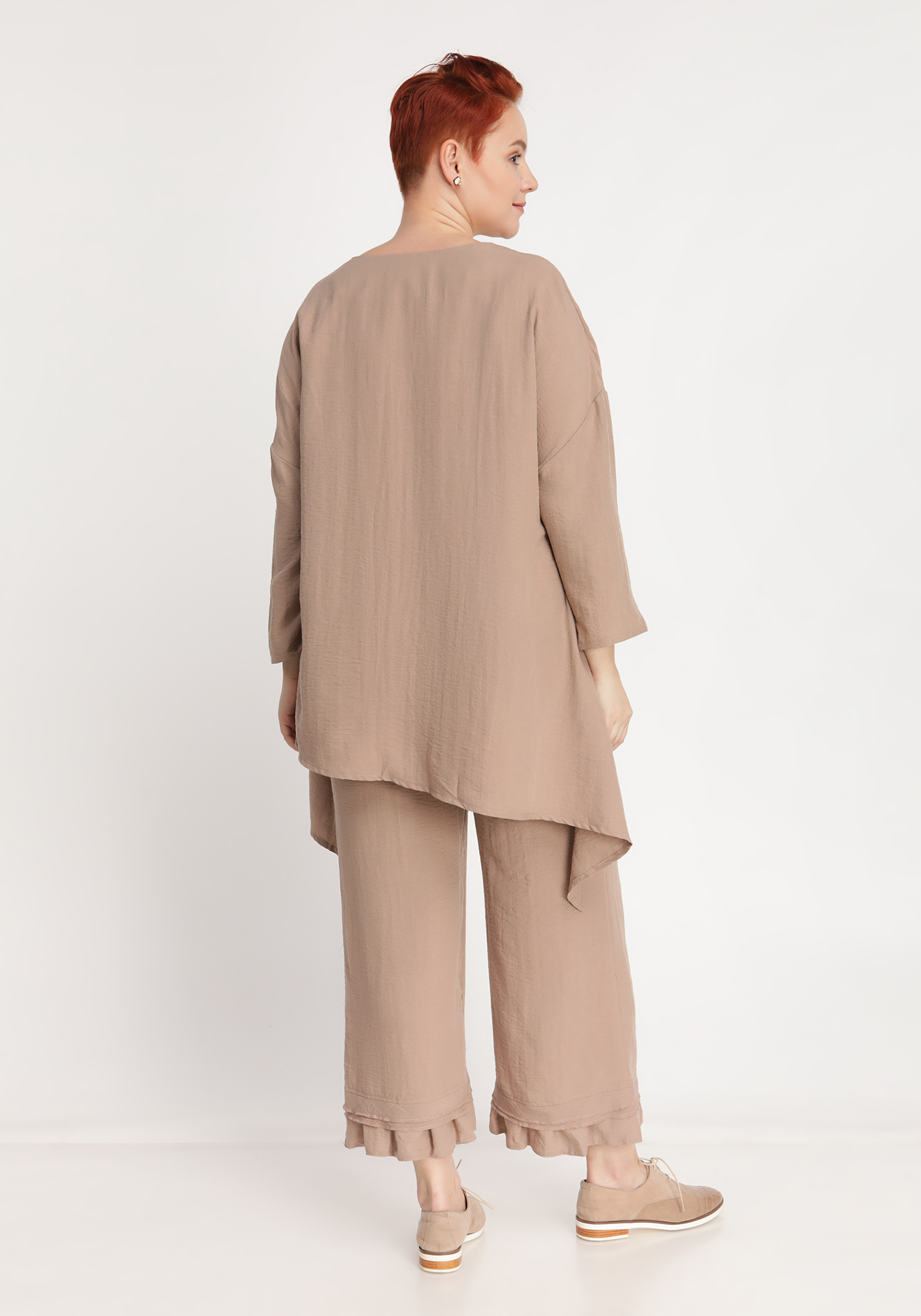 Костюм-двойка: удлиненная блуза и брюки, размер 50, цвет индиго - фото 8
