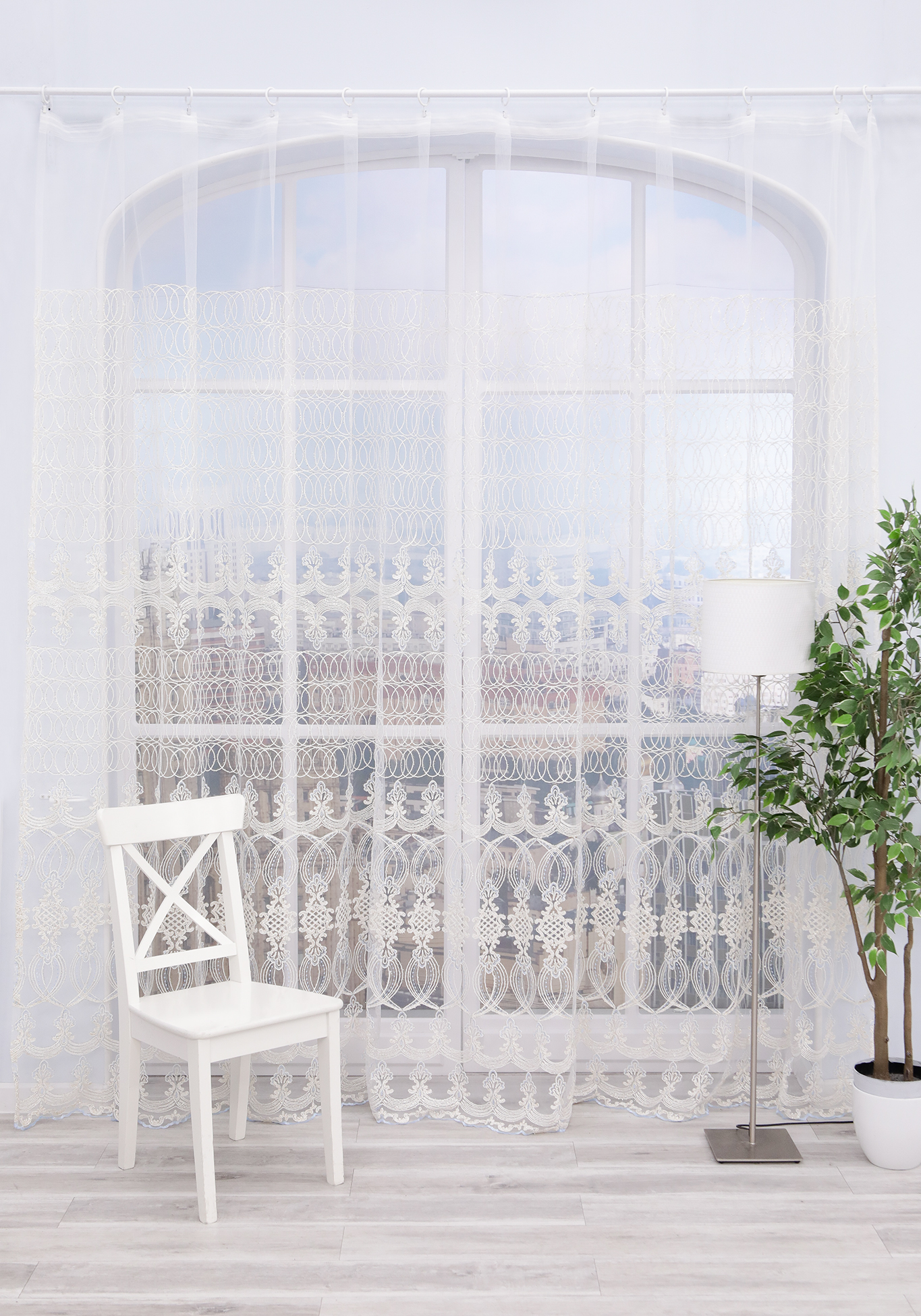 

Тюль с винтажной вышивкой "Шанталь", Голубой