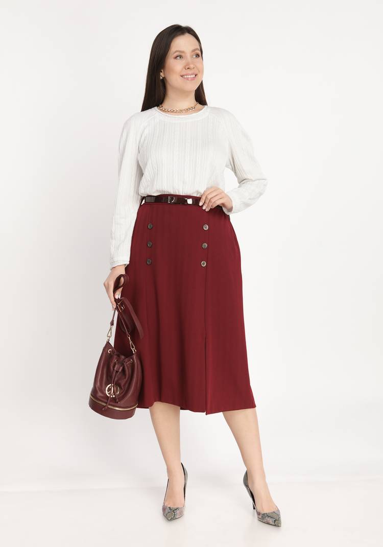Юбка с декоративными пуговицами и разрезом шир.  750, рис. 4