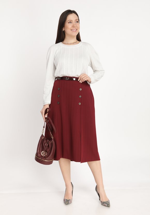 Юбка с декоративными пуговицами и разрезом шир.  580, рис. 4