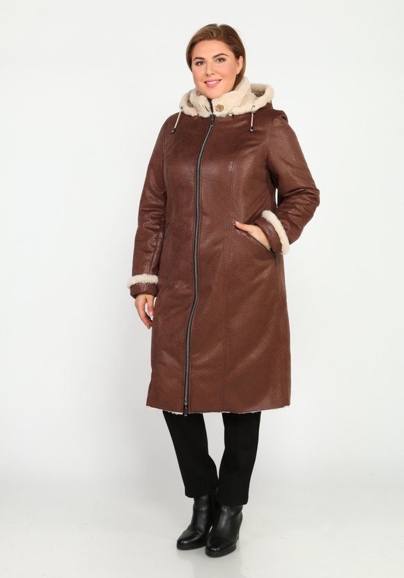 Дубленка на молнии с капюшоном и карманами шир.  580, рис. 8