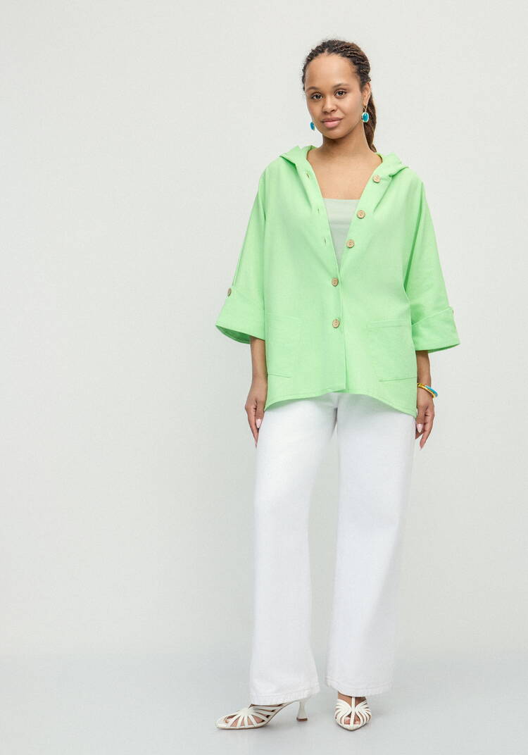 Блуза льняная с рукавами кимоно шир.  750, рис. 19