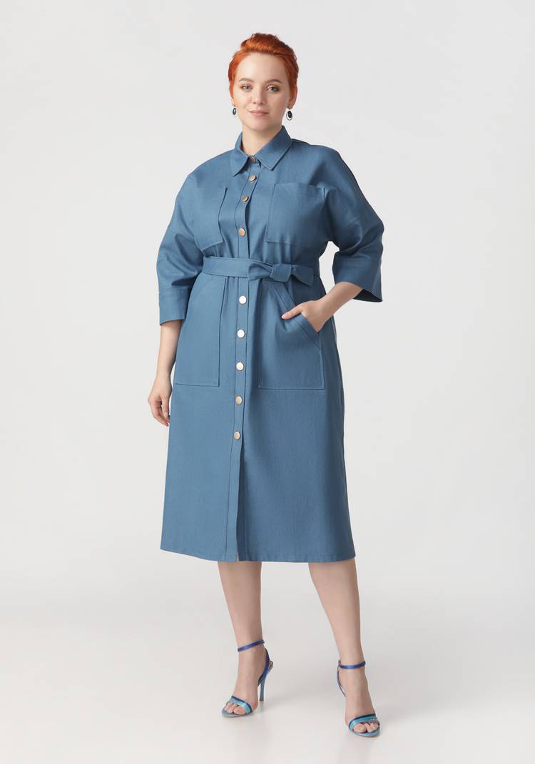 Платье-рубашка из джинсовой ткани с поясом шир.  750, рис. 5