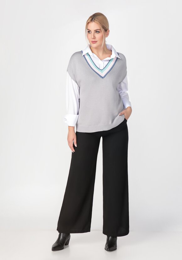 Жилет женский с яркими полосами по V вырезу шир.  580, рис. 8