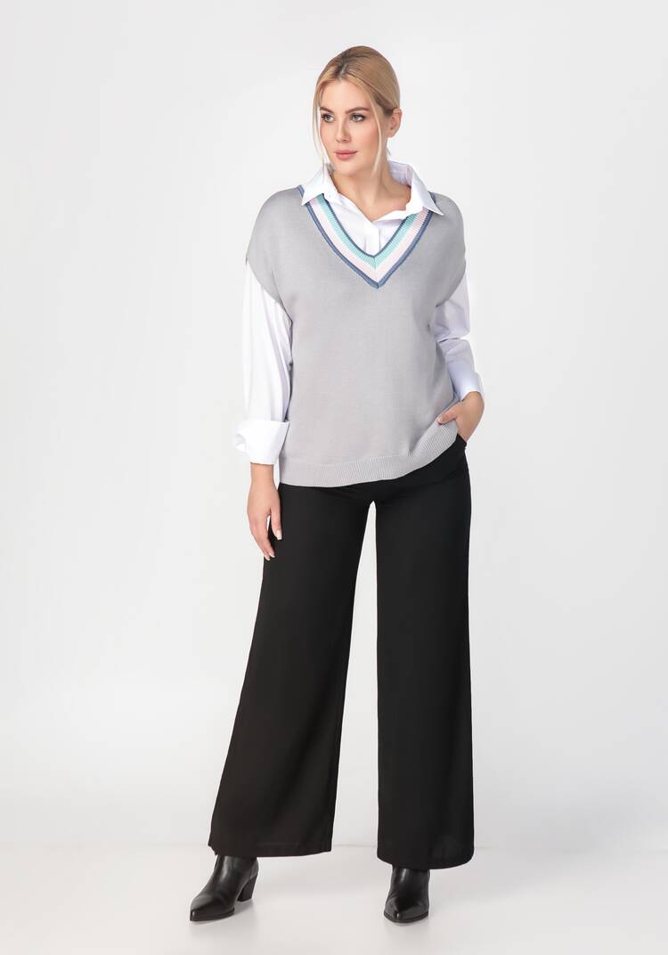 Жилет женский с яркими полосами по V вырезу шир.  750, рис. 8