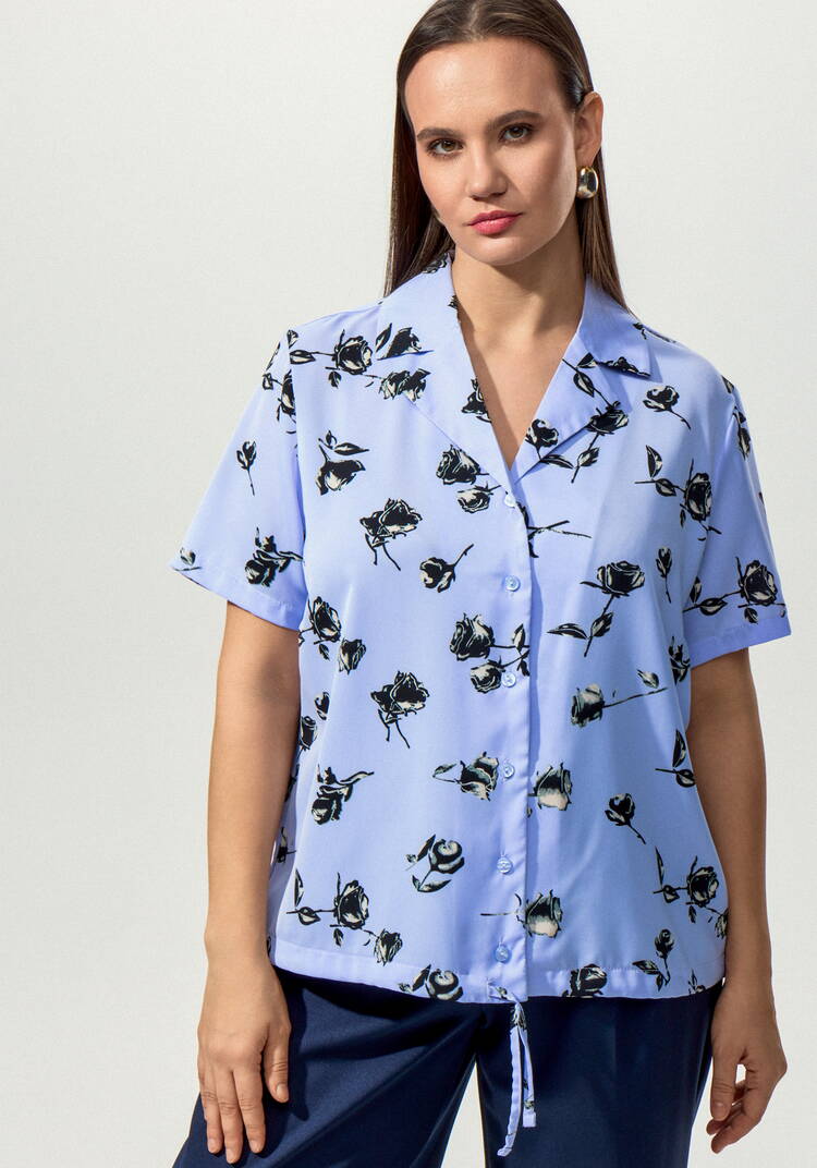 Блуза с отложным воротником в цветочек шир.  750, рис. 17