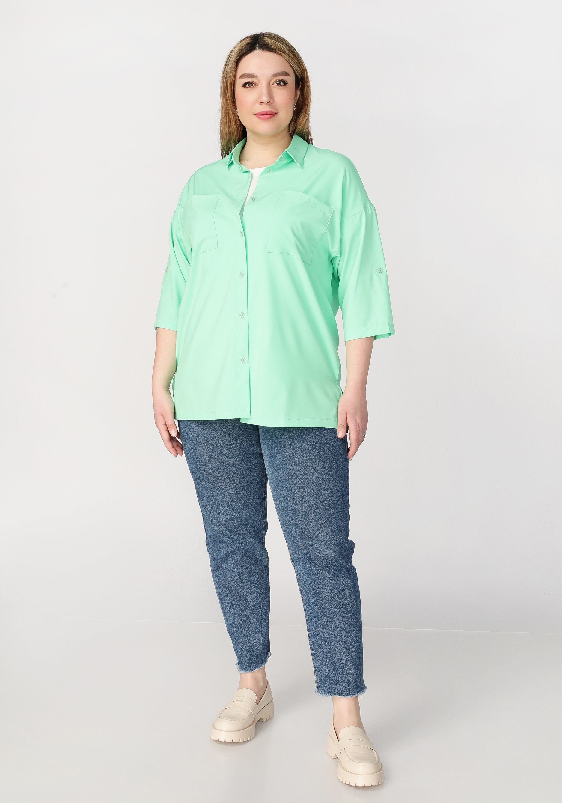 Рубашка женская "Стелла", размер 50, цвет синий - фото 4