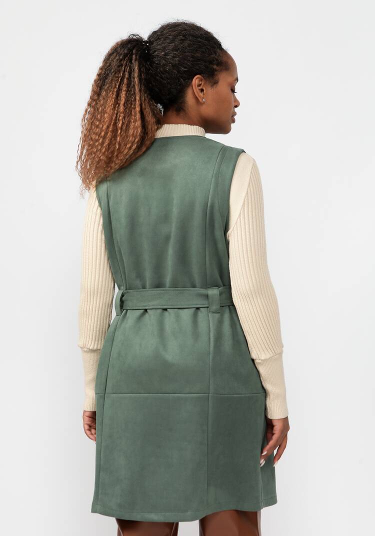 Жилет из экозамши с воротником апаш шир.  750, рис. 3