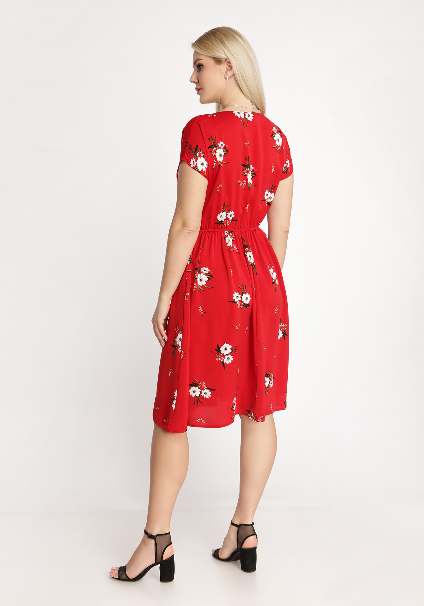 Платье А-силуэта с резинкой на талии, размер 52, цвет красный - фото 6