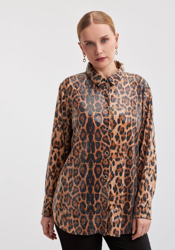 Блуза с анималистическим принтом в паетках шир.  580, рис. 10