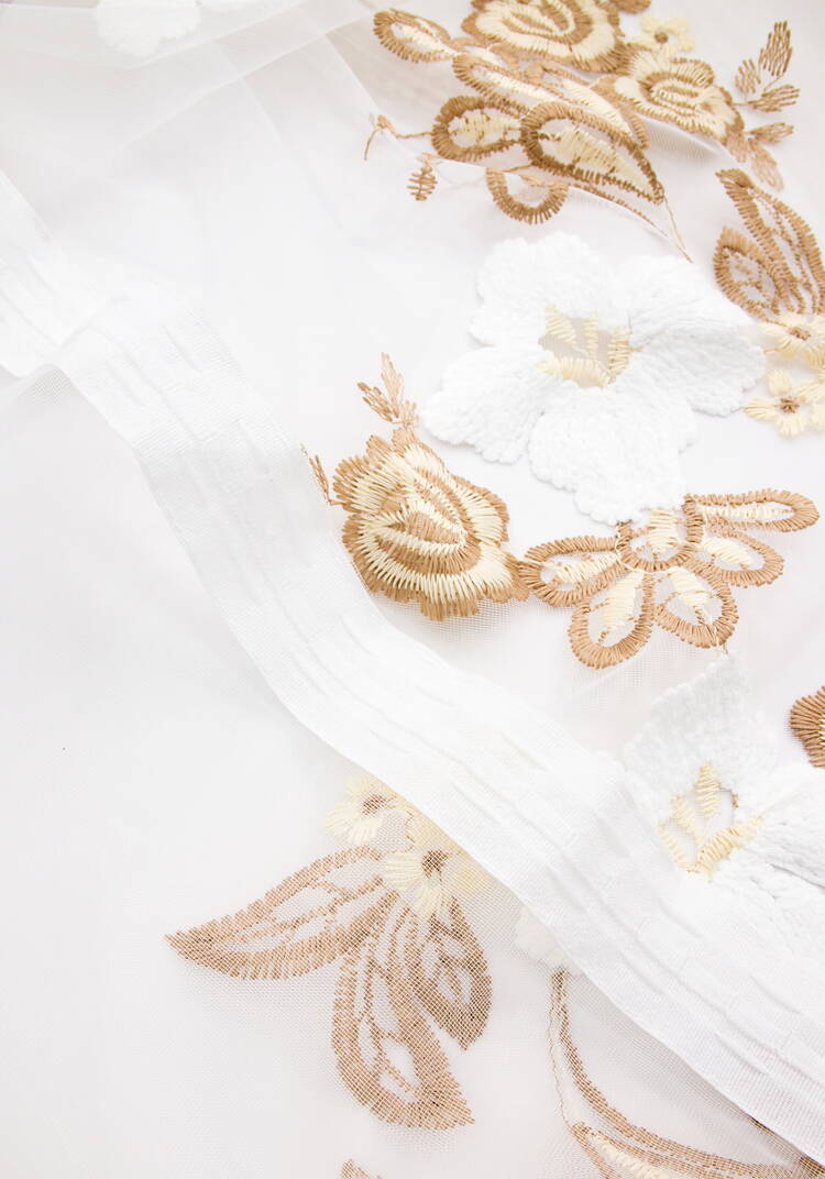 Тюль с вышивкой Белый цветок шир.  750, рис. 14