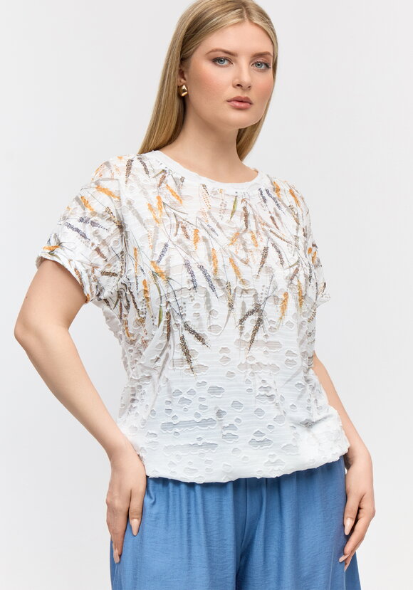 Блуза с принтом и завязками свободного кроя шир.  580, рис. 7