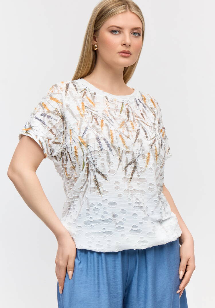 Блуза с принтом и завязками свободного кроя шир.  750, рис. 7