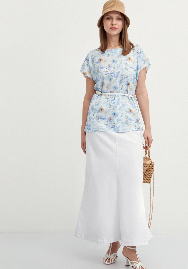 Блуза изо льна с коротким рукавом шир.  750, рис. 8