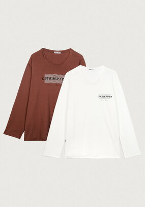 Лонгсливы с лаконичным принтом, 2 шт.
