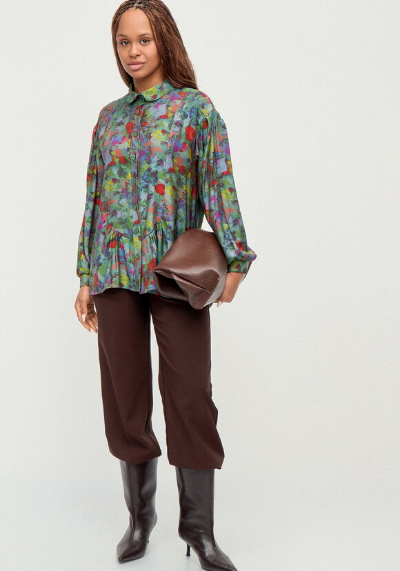 Блуза из ткани с акварельным принтом шир.  580, рис. 24