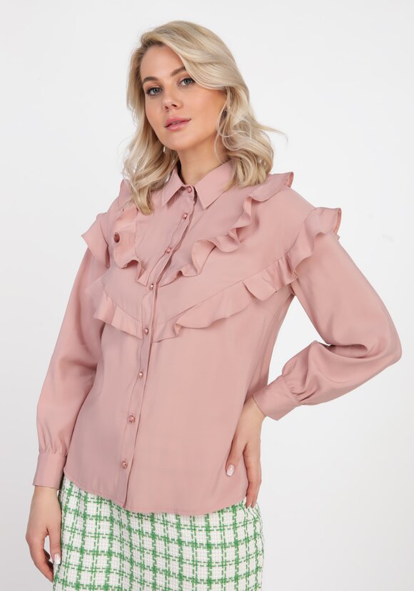 Блуза с рюшами на пуговицах шир.  580, рис. 6