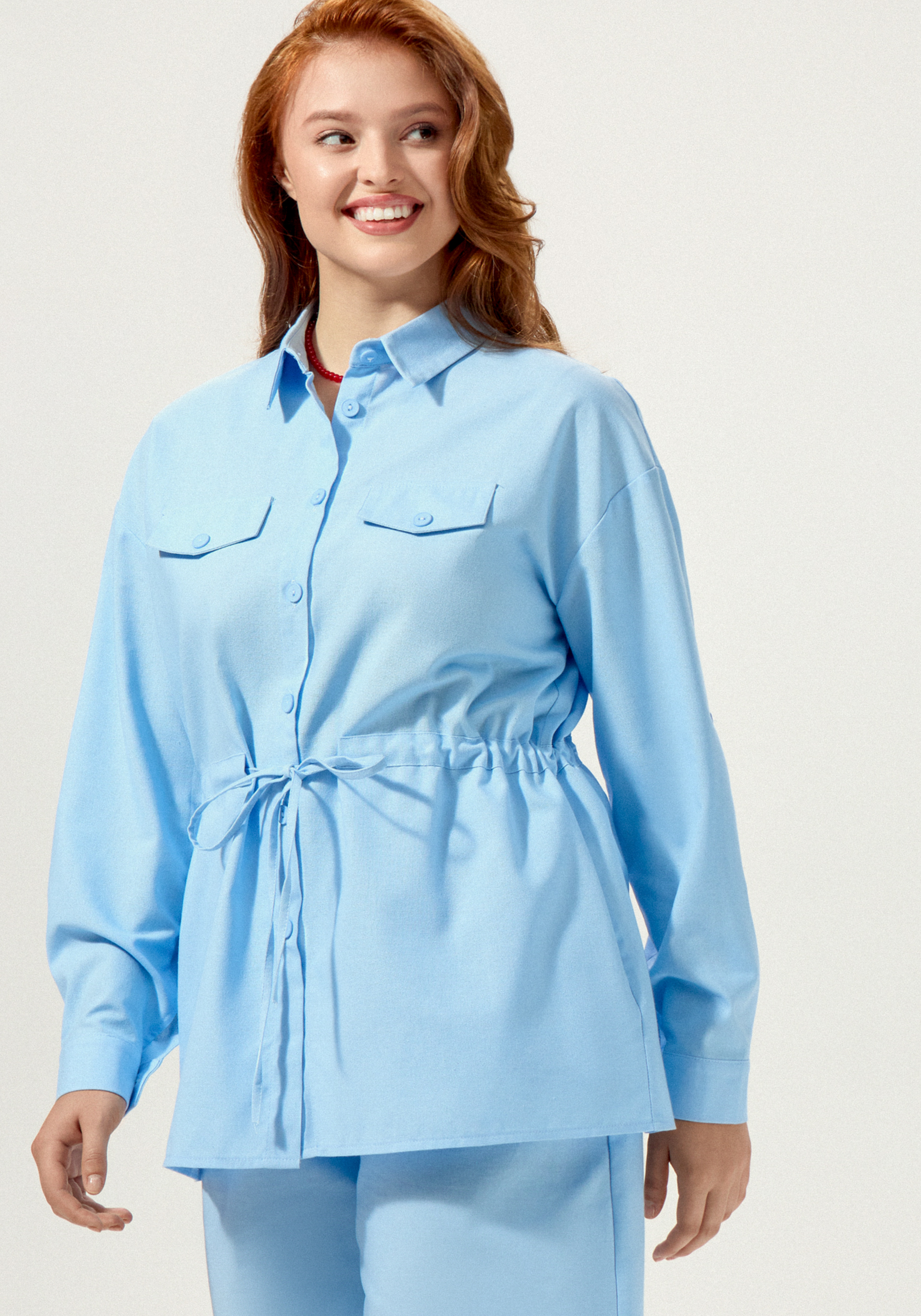 Рубашка изо льна на кулиске