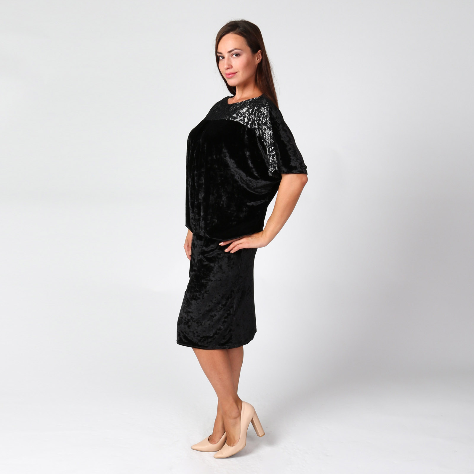 Платье со сборкой на талии и кружевной отделкой Милада, цвет черный, размер 50 - фото 3