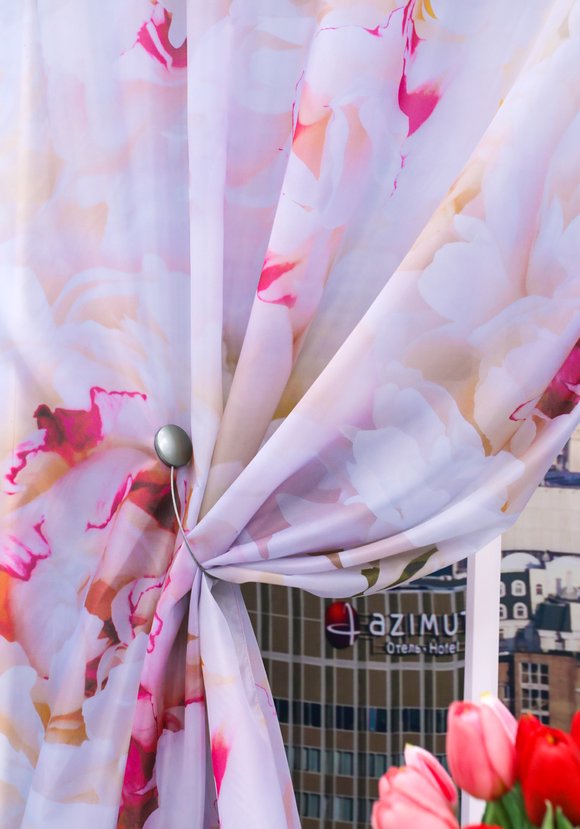 Портьера легкая Роскошный пион шир.  580, рис. 2