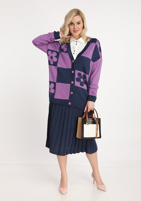 Кардиган на пуговицах с рисунком цветы шир.  580, рис. 1