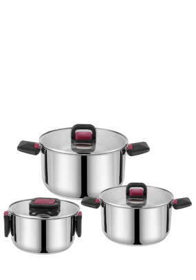 Набор кастрюль со складными ручками, 3 шт.