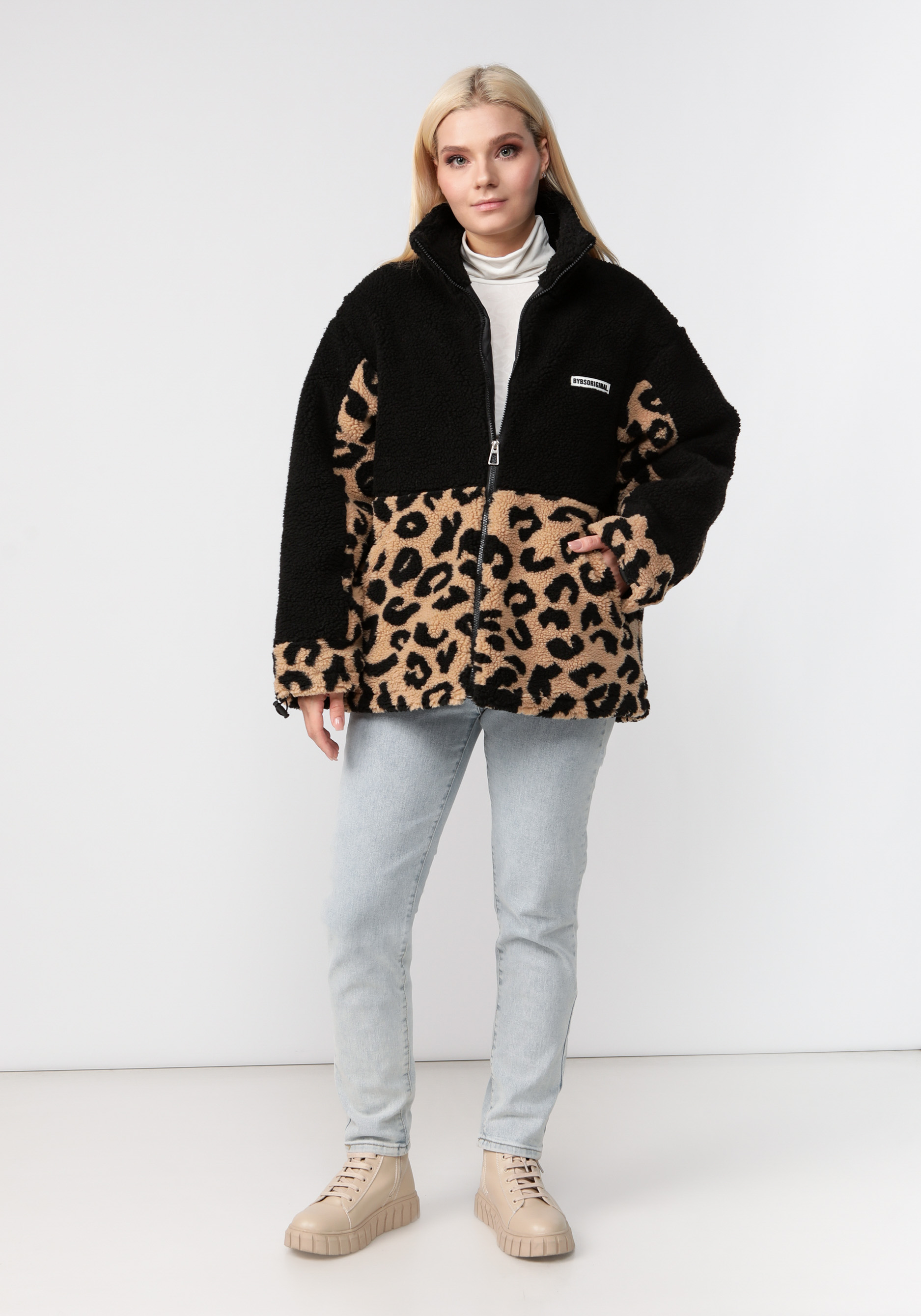 Куртка меховая с леопардовым принтом Zolinger, цвет коричневый, размер 50-56 - фото 2