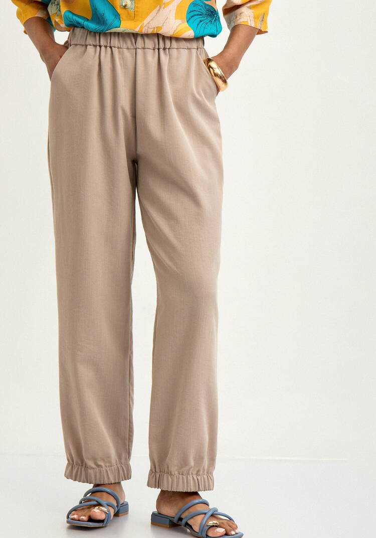 Брюки льняные на резинке по поясу и низу шир.  750, рис. 17