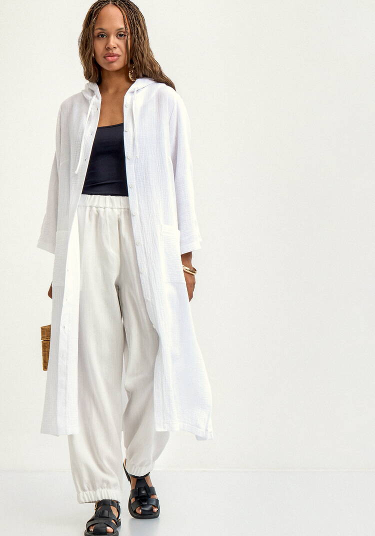 Пыльник с капюшоном свободного силуэта шир.  750, рис. 18