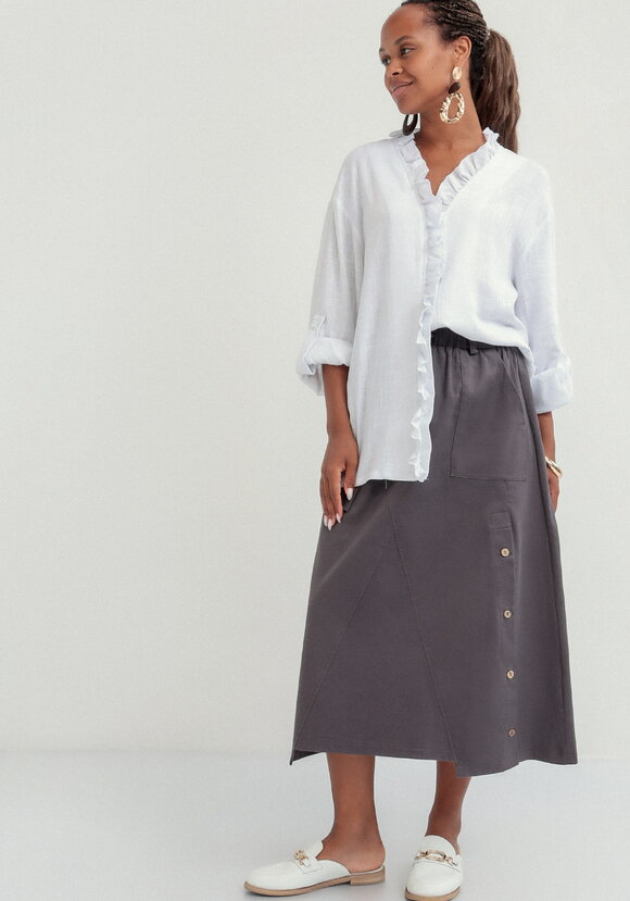 Блуза с рюшей по борту и горловине шир.  580, рис. 8