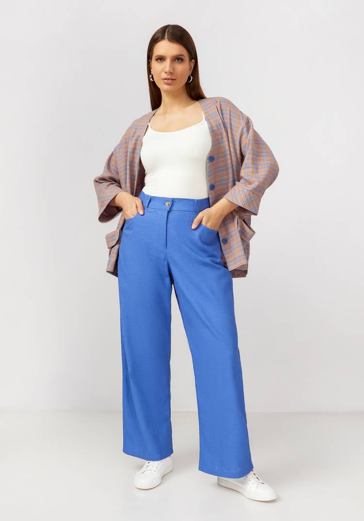 Брюки палаццо из льняной ткани шир.  750, рис. 19