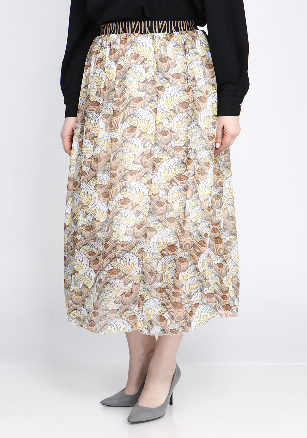 Юбка-миди со сборкой юбка карандаш из фактурной ткани миди