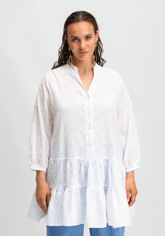 Туника из шитья с ярусами на пуговицах шир.  580, рис. 4