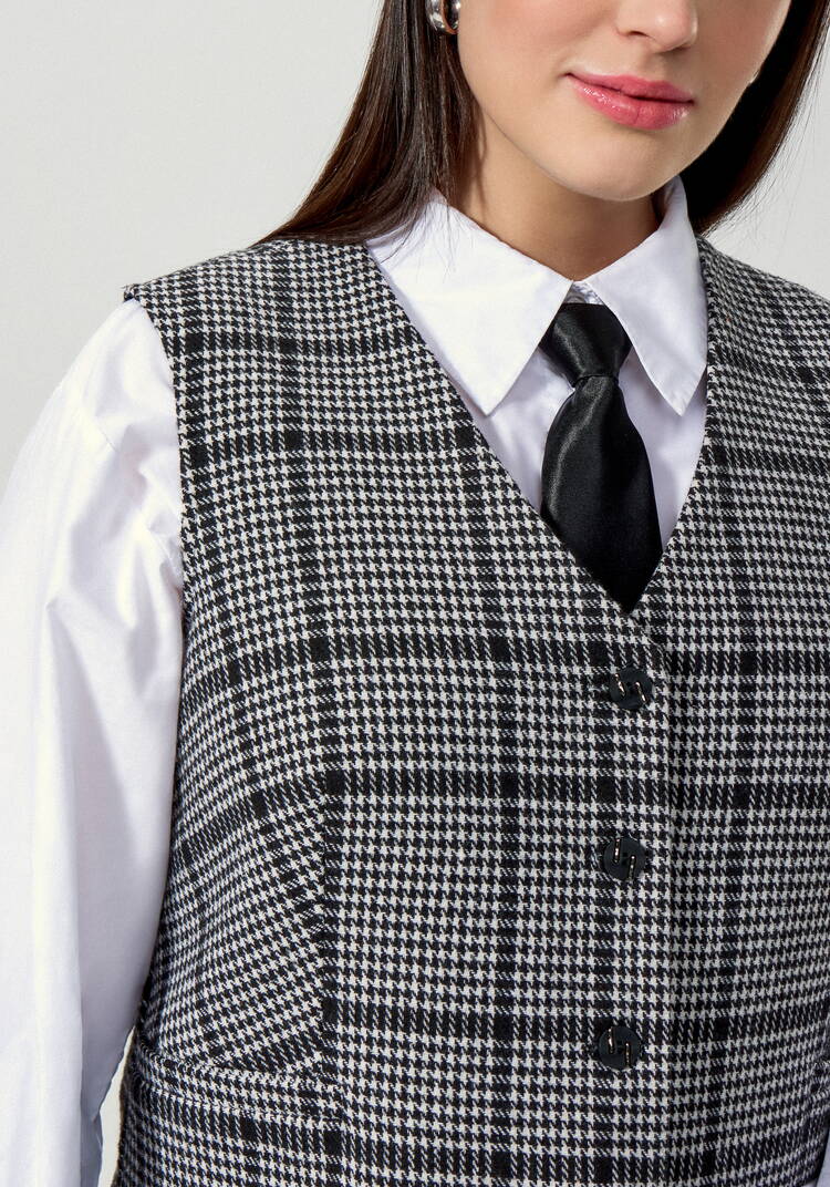 Жилет с принтом клетка шир.  750, рис. 4