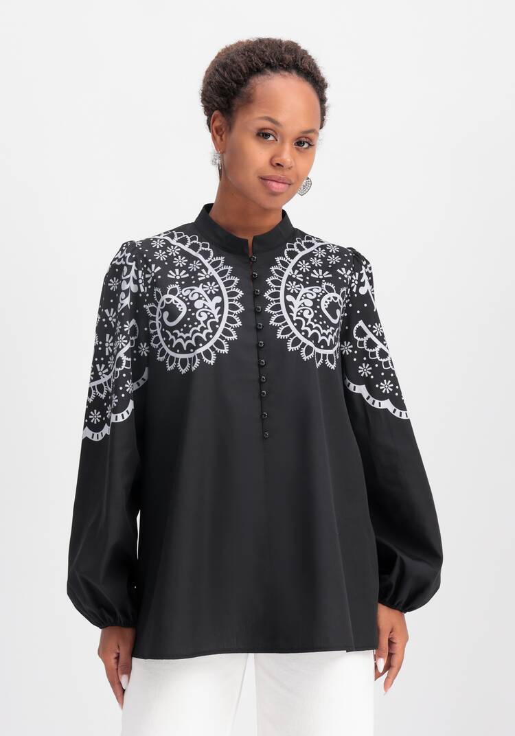 Блуза с этническим принтом шир.  750, рис. 4