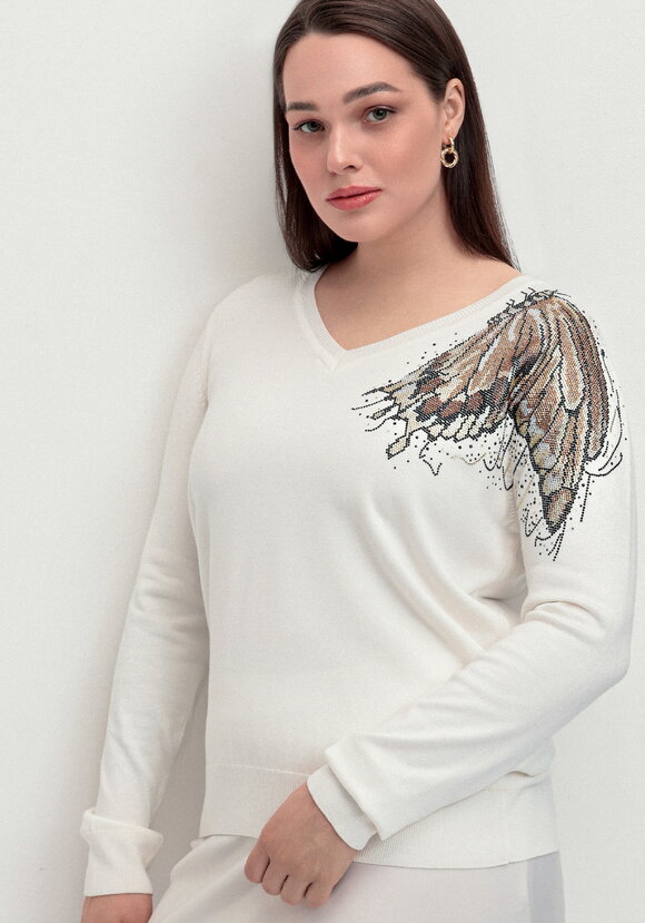 Джемпер с V-образным вырезом и рисунком шир.  580, рис. 14