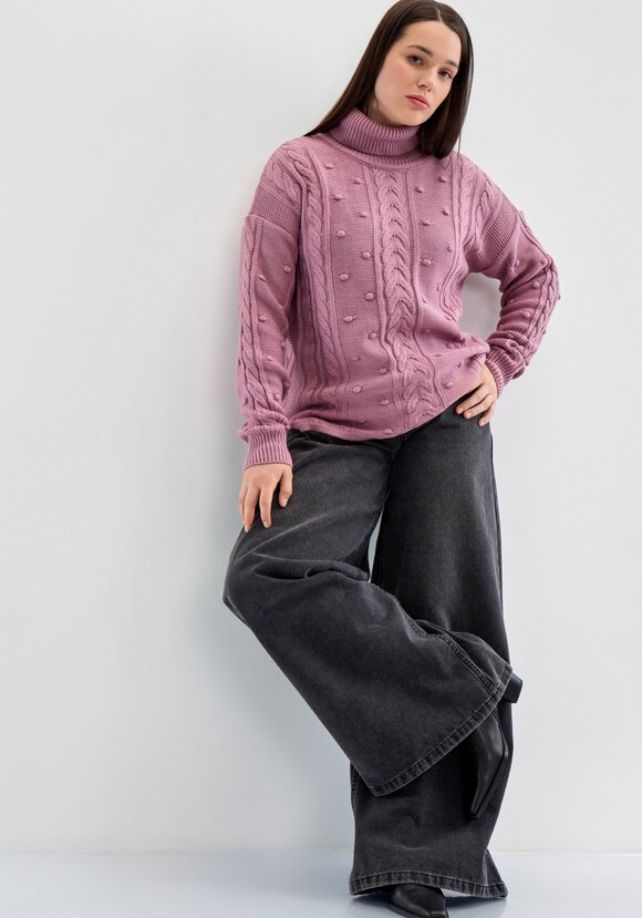 Джемпер с высокой горловиной и косами шир.  580, рис. 2