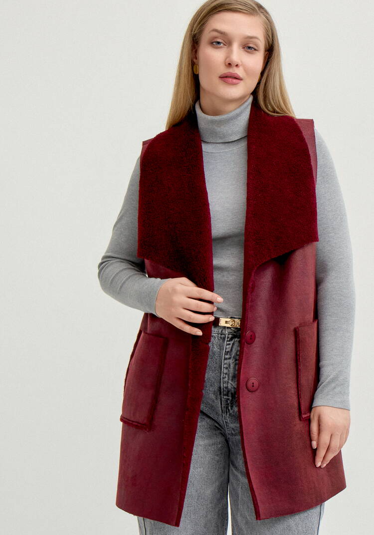 Жилет из эко дубленки шир.  750, рис. 9