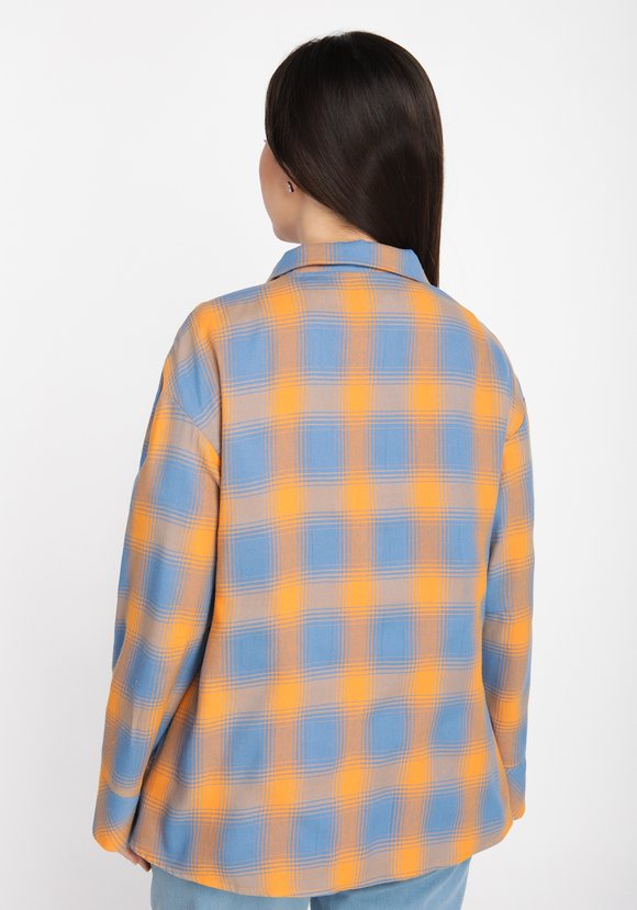 Блуза в клетку с накладными карманами шир.  580, рис. 3