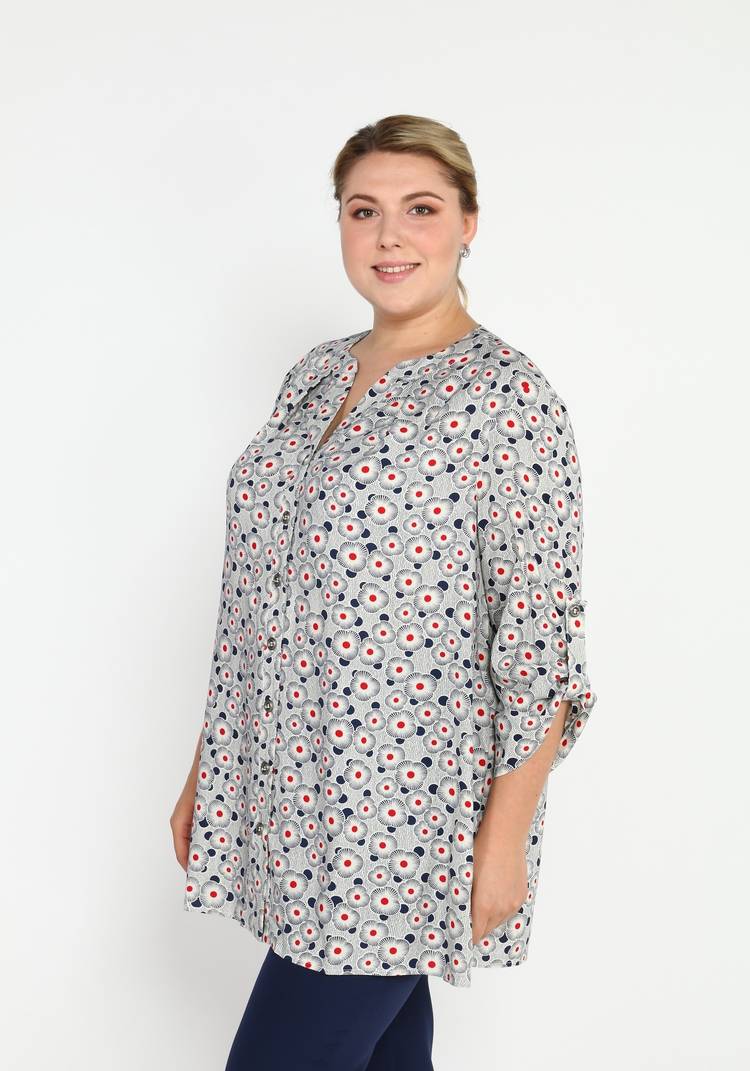 Блуза на пуговицах из штапельного полотна шир.  750, рис. 1