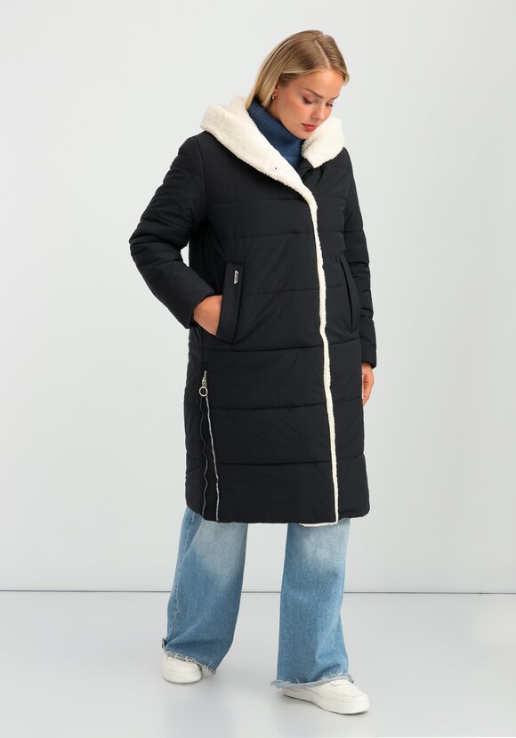 Пальто с капюшоном из меха шир.  580, рис. 1