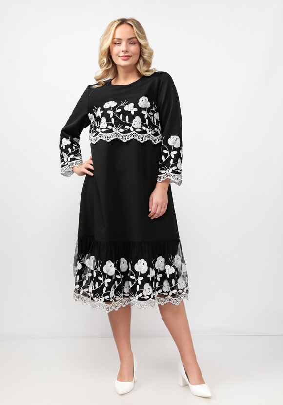 Платье А-силуэта с ажурной кокеткой шир.  580, рис. 7