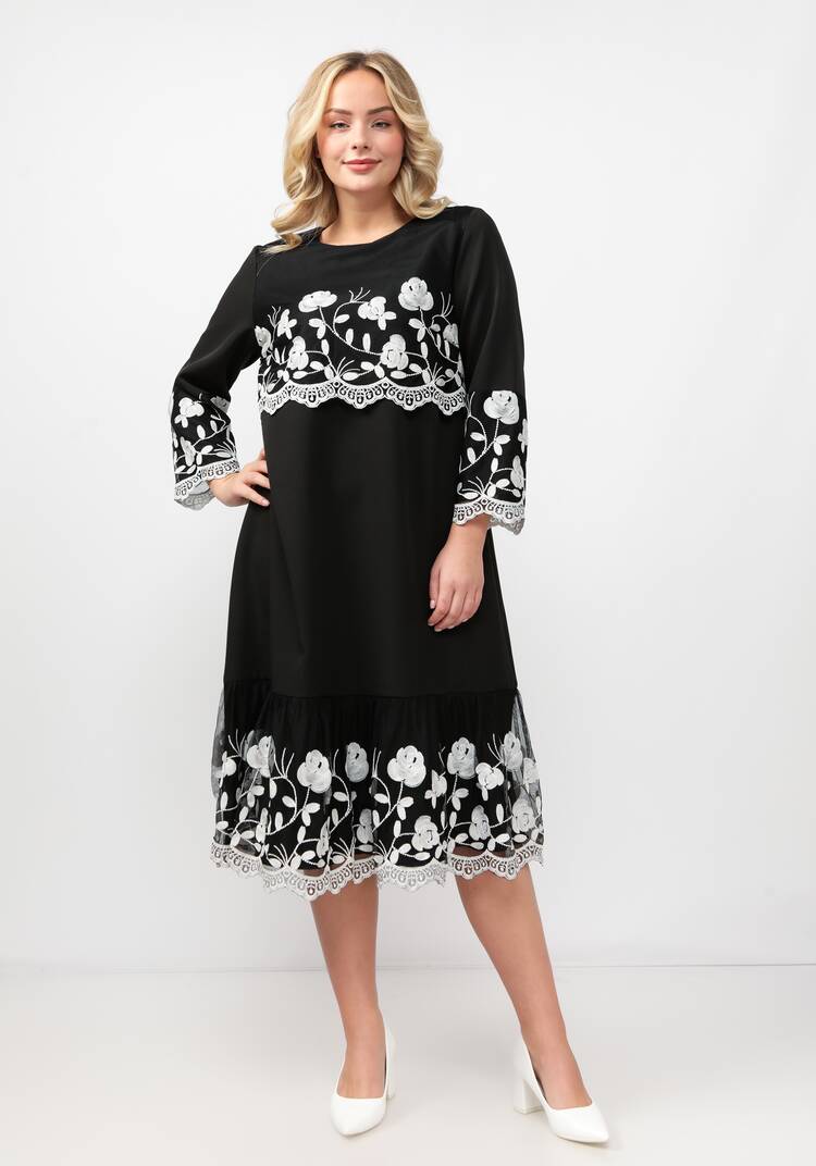 Платье А-силуэта с ажурной кокеткой шир.  750, рис. 7