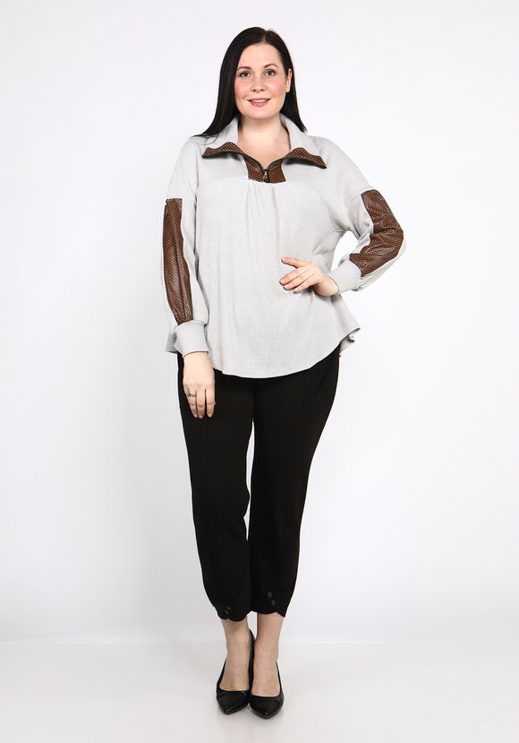 Джемпер с отложным воротом  на молнии шир.  580, рис. 1